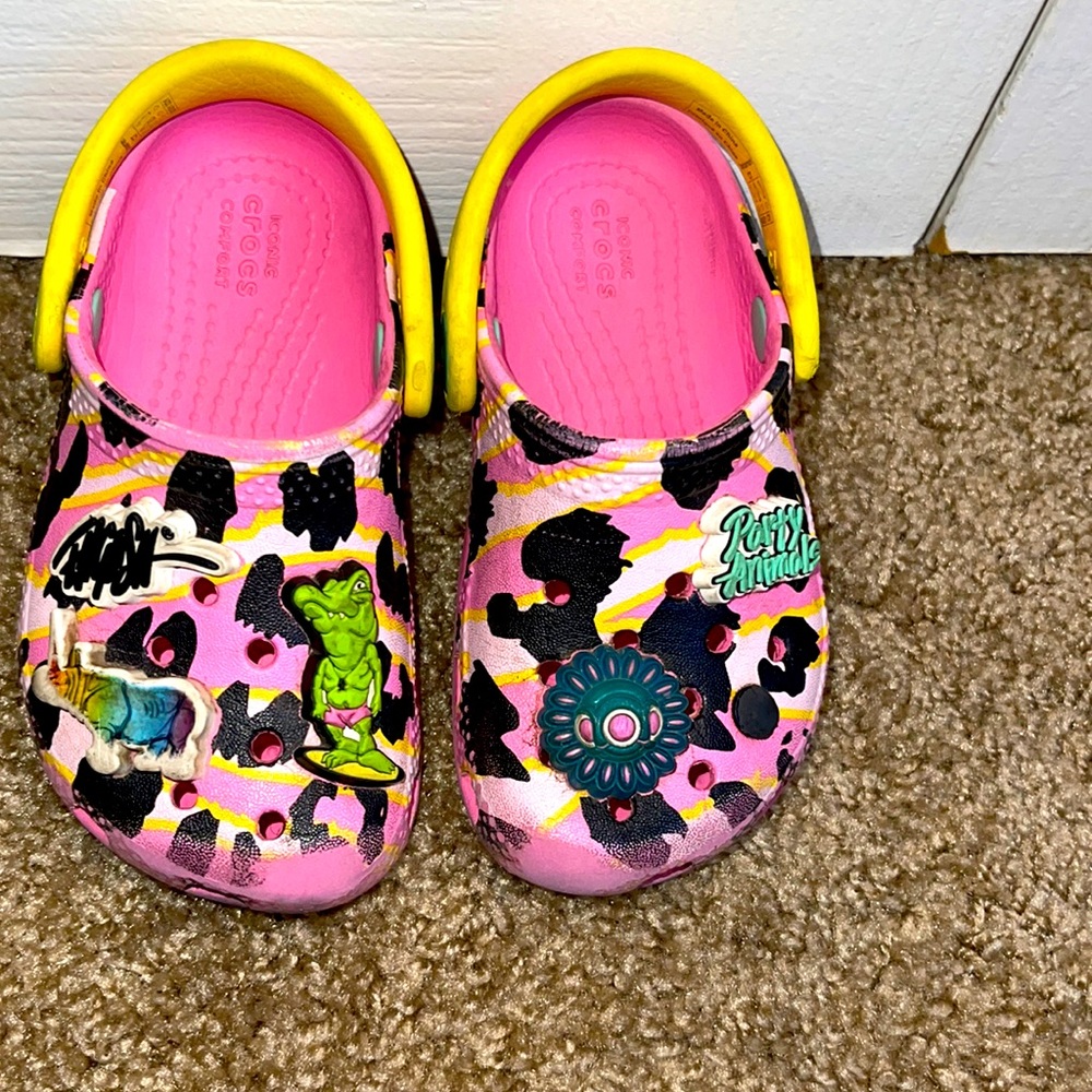 Crocs X Ron English Party Animals Light Up Zebra Pink/Yellow/Black Toddler C7
